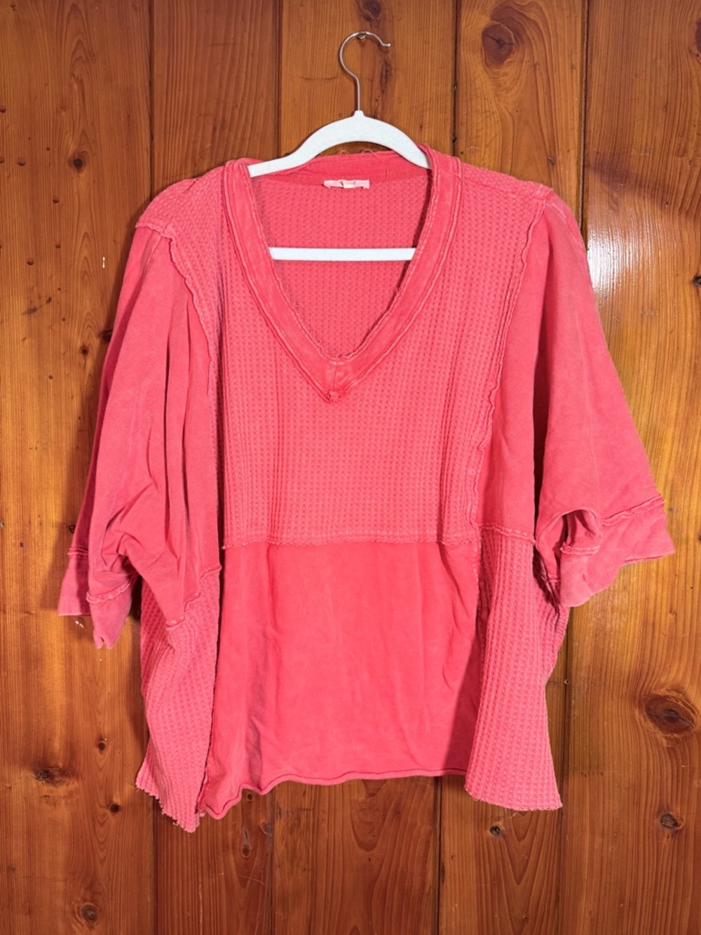 Easel coral oversized crop short sleeve shirt size M